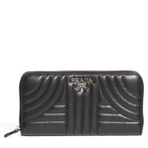 PRADA Diagramme Leather Zip Around Long Wallet